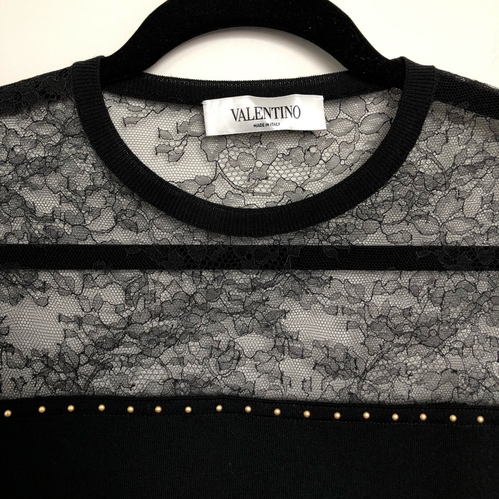 Valentino lace sweater black womans wool nwot